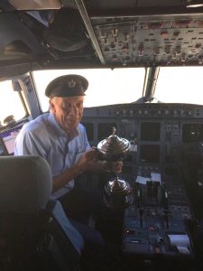 Airline pilot holds trophy