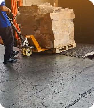 Person unloading pallet